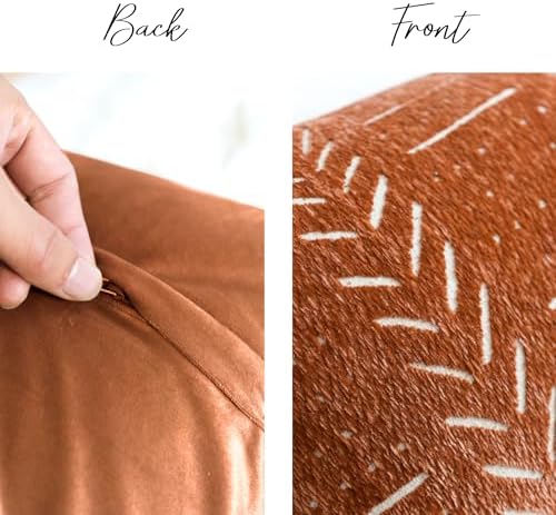 BlissBlush Boho Lumbar Throw Pillow Cover 14X36, Brick Red Decorative Long Accent Body Lumbar Pillow for Bed, Farmhouse Woven Soft Chenille Textured Lumbar Pillowcase for Couch (Cover ONLY) - Image 5