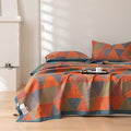 100% Cotton Muslin Blanket Jacquard Bohomian Mandala Triangle Quilt, Soft Bed Cover 3 Layers Reversible Bedspread Coverlet Breathable Lightweight Bedding King(98"x94"), No Pillow Sham by Purefair