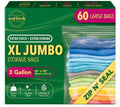 Seal Fresh 3 Gallon Large Plastic Storage Bags - 16 x 18 Inch (60 Count) - Reusable Write-On XXL Extra Large Big Oversized Clear Jumbo Zip Top Bags with Sealable Zipper for Clothes, Travel, Moving by SealFresh