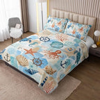 HOSIMA Vintage Nautical Coastal Quilt Set Twin Size with 2 Pillowcases. - Image 2