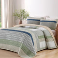 WONGS BEDDING Queen Quilt Set Khaki Green, 3 Pieces Striped Bedspread by WONGSBEDDING