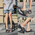 Women's Comfort Leather Slides Lightweight Flat Sandals Cute Slip On Casual Walking Slippers - Image 2