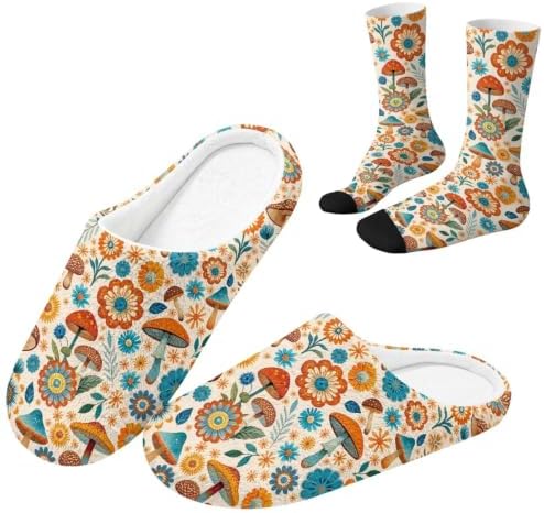 Christmas Slippers for Women Washable House Shoes with Cute Socks by Unknown