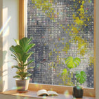 Window Privacy Film Static Cling, Yellow Slate Gray Decorative Stained Glass Window Film for French Doors/Wide Windows, Geometric Modern Industrial Abstract Art 35.4 x 78.7 Inches by Pinroote