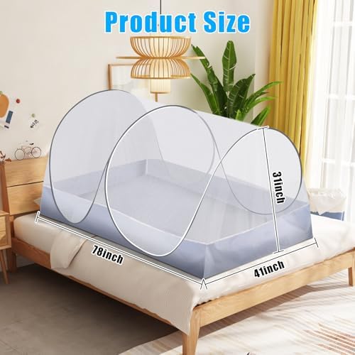 2 Pcs 78 * 41 * 31 Inch Extra Large Pop Up Mosquito Net, Portable Mesh Tent - Image 2