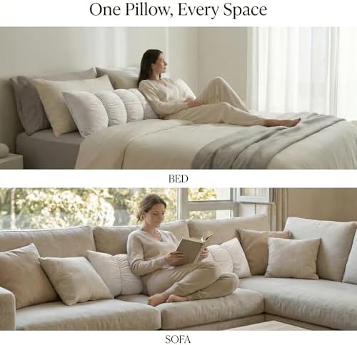 Pat. Pend. Long Bed Pillow for Side Sleepers, 47 Inch, Misty White - Image 5
