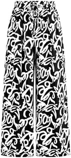 PRETTYGARDEN Womens Pants Elastic Waist Striped Lightweight Palazzo Pant by PRETTYGARDEN