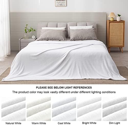 BEDELITE Fleece Blanket Soft Plush King Size Bed Blanket White 108"x90" - Image 3