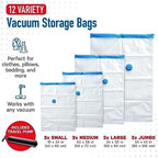 Spacesaver Vacuum Storage Bags with Hand Pump, Variety, 12 Pack - Image 3