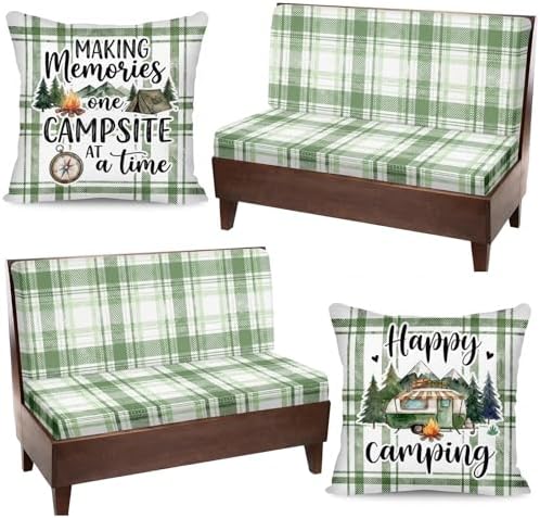 Britimes RV Dinette Cushion Covers Set, 6 Pack, for Camper, Plaid Green by Britimes