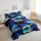 Erosebridal Camping Theme Toddler Bedding Set,RV Camper Comforter Set for Kids Boys Girls Room Decor,Rustic Mountain Aurora Bed Set Woodland Adventure Bedding Comforter Sets,1 Pillowcase - Image 3