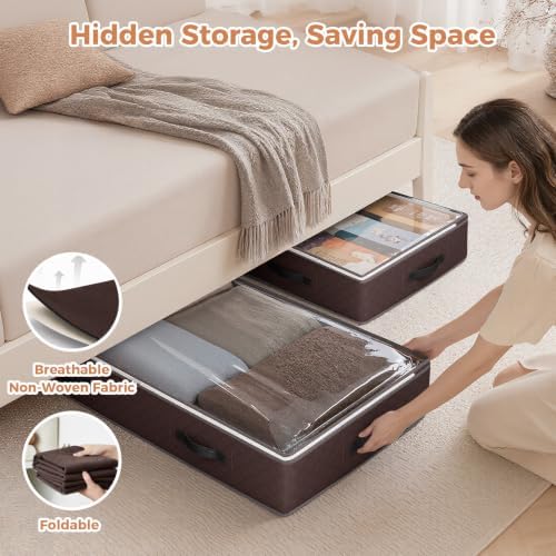 Budding Joy 6 Pack 95L Under bed Storage Containers Brown - Image 6