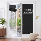 RYB HOME 2 Panels 100% Blackout French Door Curtains Set of 2 - W26 x L69, Black - No Drill Door Window Curtains Thermal Insulated Privacy Assured Shades for Front Entrance by RYBHOME