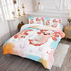 HOSIMA Axolotl Bedding Set for Kids Bedroom Decor,Cute Cartoon Axolotl and Colorful Background Kawaii Bedding Set for Girls Kids,Cartoon Sea Animals Axolotl Comforter Twin with 2 Pillowcase - Image 2