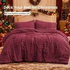 Seersucker Burgundy Twin XL Comforter Set, 5-Piece Bed in a Bag - Image 2