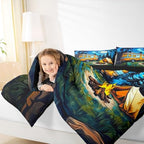 Erosebridal Happy Camping King Bedding Set Galaxy Stars Moon Comforter Set for Kids Boys Girls Camper Car Bed Comforter Sets Rustic Adventure Quilt Duvet - Image 5