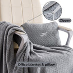 NEWCOSPLAY Travel Blanket with Storage Bag for Airplane Travel, Light Grey - Image 4