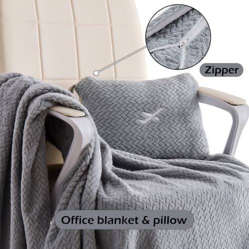 NEWCOSPLAY Travel Blanket with Storage Bag for Airplane Travel, Light Grey - Image 4