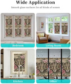Window Privacy Film Frosted, Leopard Print Reusable Static Cling Window Tints, Vintage Peony Flower Chic Cheetahs Texture Heat Control Windows Films for Offices, Balcony, 29.5 x 118 Inches - Image 7