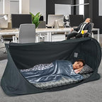 EighteenTek® Bed Canopy Office Bed Tents Dream Tents Privacy Space Office Sleeping Tent Indoor One Person Lay Down NOT Sitting Pop Up Portable Frame Curtains Breathable Cottage Grey 79"L x 28"W x 28"H by EighteenTek