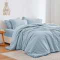 Love's cabin Seersucker Light Blue Full Comforter Set, 7-Piece Bed in a Bag by Lovescabin