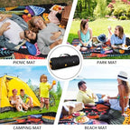 Mushroom Picnic Blankets Waterproof Foldable Picnic Outdoor Blanket 80"x 80" Picnic Mat 3-Layer Thicking Outdoor Foldable Blankets Sandproof Lightweight Beach Blankets with Strap Machine Washable - Image 6