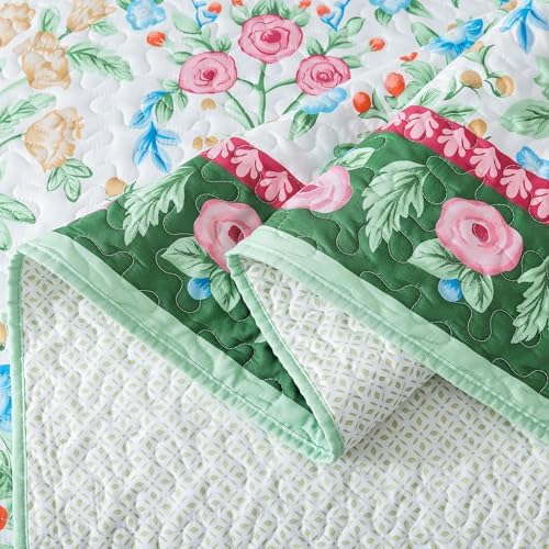 HoneiLife Floral Quilt Queen Size - Microfiber Quilt Sets 3-Piece, Spring Bedspreads Wildflower Coverlets Lightweight Bed Cover, King Quilt Bedding Sets Summer Quilts - Image 6