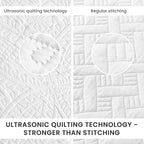 Love's cabin Queen Quilt Set White, Bed in a Bag Queen Size Bedding 7 Pieces, Ultrasonic Embossed Coin Pattern Comforter, Lightweight Bedspreads for All Seasons Quilt with Sheets, Pillowcases & Shams - Image 3