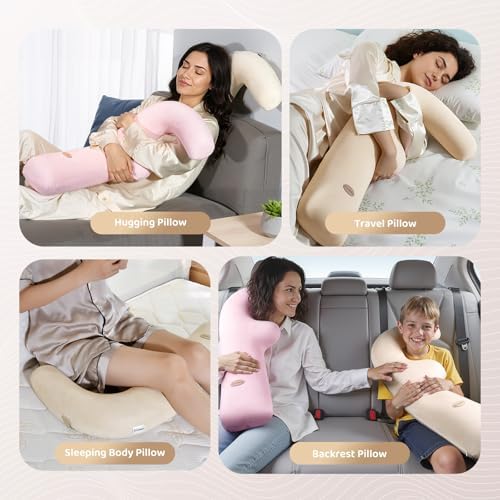FLORICH Memory Foam Kids Travel Pillow, Car Sleeping Pillow, F-Shape Car Pillows for Adults and Children, Traveling Car Pillow for Kids with Removable Pillowcase (Beige) - Image 6