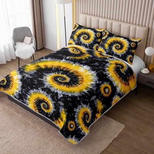 HOSIMA Tie Dye Spiral Abstract Hippie Boho Quilt Twin with 2 Pillowcases. - Image 2