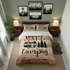 Castle Fairy Trailers Camper Decorations Duvet Cover Twin Size,Happy Camping Bedding Set 2pcs,Brown Barn Door Comforter Cover Western Farmhouse Soft Quilt Cover Bedroom Decor,No Comforter by CastleFairy