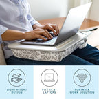 LAPGEAR Designer Lap Desk – Gray Damask, Fits 15.6” Laptops - Image 2