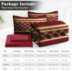 WeCozy Queen Comforter Set with Sheets, 7 Pieces Red Gold Bedding - Image 6