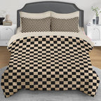 Comforter Set of 7, Soft, Queen Size, Khaki Black Geometric - Image 2