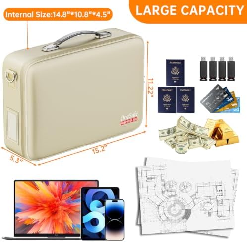 DocSafe Fireproof Document Box Hard Case with Lock ＆ Accordion File Folder - Image 5