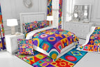 Erosebridal Watercolor Geometric Toddler Bedding Set,Mexican Talavera Tile Comforter Set for Kids Room Decor,Colorful Rainbow Quilt Bed Set Abstract Style Down Comforter 2Pcs - Image 6