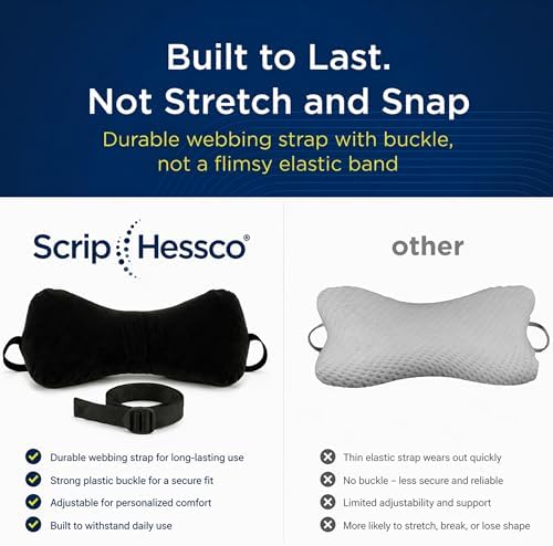 Next-GEN SleepLog Bone Shaped Chiropractic Neck Pillow – Adjustable Fill Cervical & Lumbar Support with 60" Positioning Strap – Latex Free – Full 15"x7" Black - Image 5