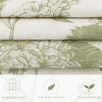 Foindtower Set of 2 Linen Floral Throw Pillow Covers Vintage Accent Print Decorative Cozy Cushion Covers Farmhouse Boho Home Decor for Sofa Chair Couch Bedroom Living Room,22×22 Inch,Light Green - Image 2
