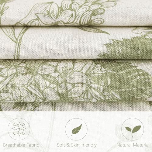 Foindtower Set of 2 Linen Floral Throw Pillow Covers Vintage Accent Print Decorative Cozy Cushion Covers Farmhouse Boho Home Decor for Sofa Chair Couch Bedroom Living Room,22×22 Inch,Light Green - Image 2