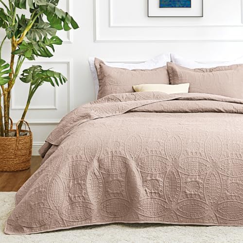 Love's cabin Oversized King Size Quilt Bedding Set Burlwood Bedspreads - Oversized King Lightweight Bedspread Comforter - Coin Pattern Coverlet for All Season - 3 Pieces (1 Quilt, 2 Pillow Shams) by Lovescabin