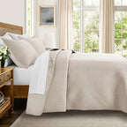 IR Imperial Rooms Quilts Queen Size Bedding Set Beige Bedspread Wave - Image 2
