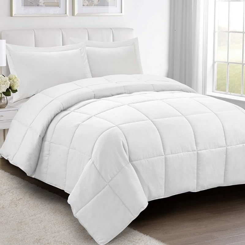 HOMME King Size 3 Pieces All Season Soft Comfortable Down Alternative Reversible Quilted Oversize Comforter Set School Dorm, Machine Washable by Unknown