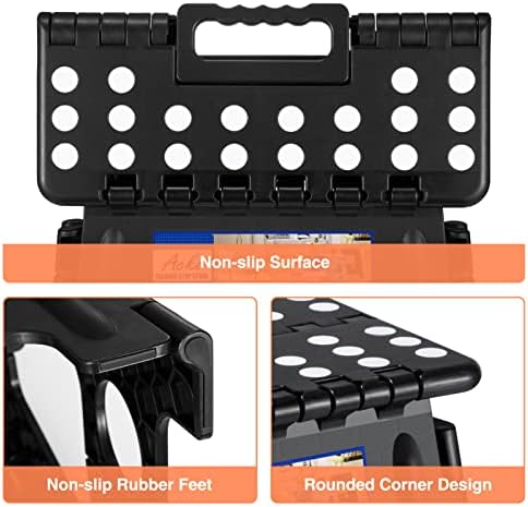 ACKO 16 Inch 6 Pack Folding Step Stool, Safety Lock, Holds 400 lbs, Black - Image 6