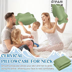Hahafelt 2 Pcs Cooling Cervical Neck Pillowcase with Envelope Closure (Only Pillowcase) Ergonomic Pillow Case Smooth Soft Cool Case for Side Back Stomach Sleepers (Sage Green,Queen Size) - Image 6