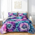 HOSIMA Colorful Tie-Dye Abstract Hippie Quilt Queen with 2 Pillowcases. by HOSIMA