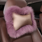 Fluffy Car Headrest Pillow Furry Long Wool Lumbar Auto Head Neck Support Pillow Cushion Natural Luxury Fur Warm Soft Comfort Winter - Image 3