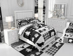 Castle Fairy Hunting Adventure Comforter Set Queen Size,Deer Antler Bear Pine Patchwork Bedding Set for Women Adult,Arrow Lodge Boho Aztec Camper Grid Luxury Bed Duvet Insert, 2 Pillowcases - Image 6