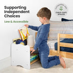 Ocodile The Original Kids Nightstand for Floor Beds, Solid Wood Small Bedside Table with Book Pocket, Low Tiny Nightstand for Nursery, Toddler & Kids Room, Montessori Style Side Table - White - Image 5