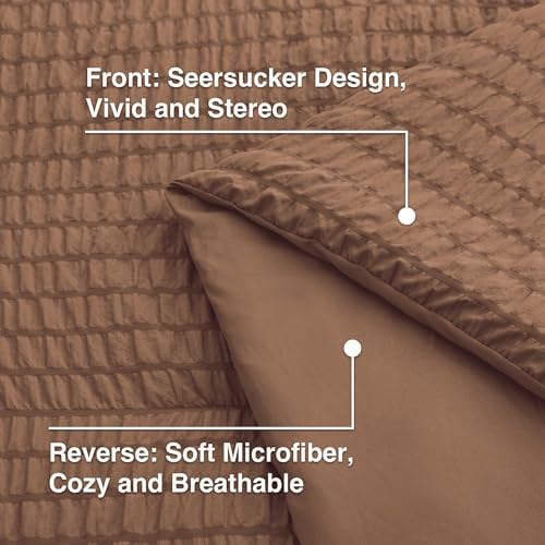 Seersucker Mocha Mousse King Size Comforter Set, 7-Piece Bed in a Bag - Image 5