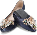 KUNWFNIX Women Ballet Flats Rhinestone Wedding Ballerina Shoes Foldable Sparkly Comfort Slip on Flat Shoes by KUNWFNIX